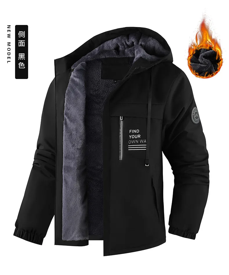 Men's Jacket Stand Collar Stamp Mens Parka Winter New Down Jacket Fleece Warm Jackets Men Business Leisure Coat Baseball Coats