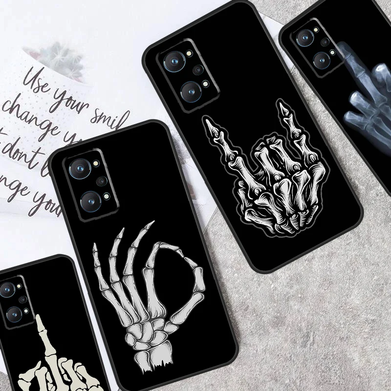 Skeleton Middle Finger For Realme GT Neo5 GT3 GT5 9 10 11 12 Pro Plus C25s C21Y C30 C33 C35 C51 C53 C55 C31 Case