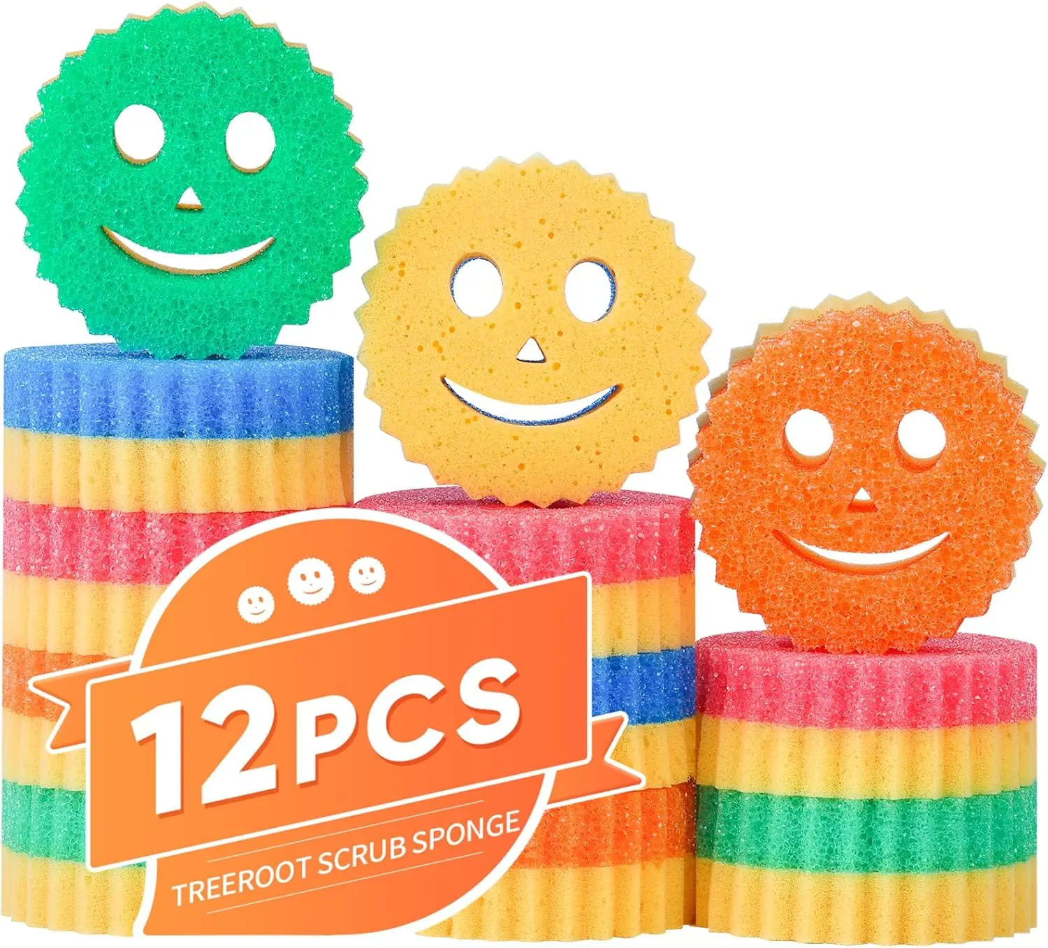 

12 Colorful Smile Sponges, Dual Temp Control, Scratch-Free Kitchen Cleaner