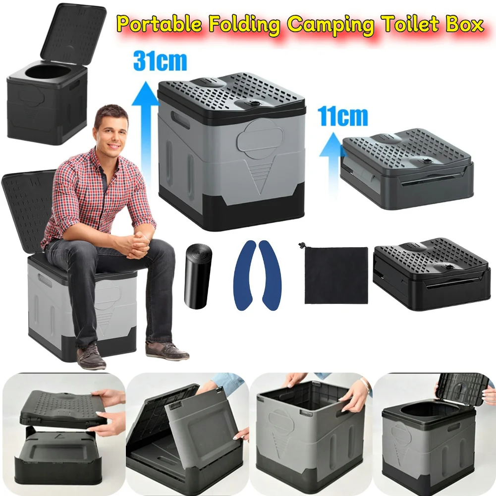 

Portable Camping Toilet Trash Can Portable Toilet for Tour Emergency Self-driving for Car Truck Camping Hiking Fishing Long Trip