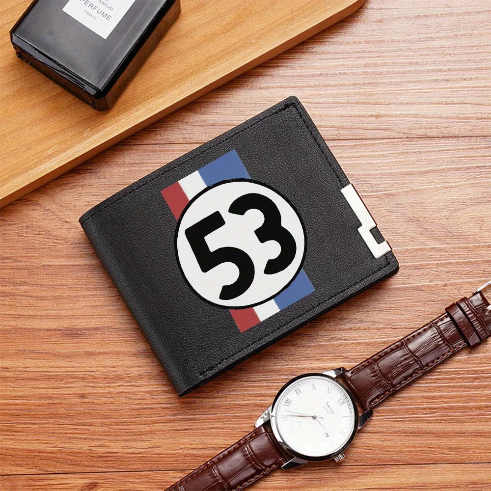 White circle number fifty three racing Men's Wallet Printing Design Simple Modern Stylish Business Father's Boyfriend's Christma