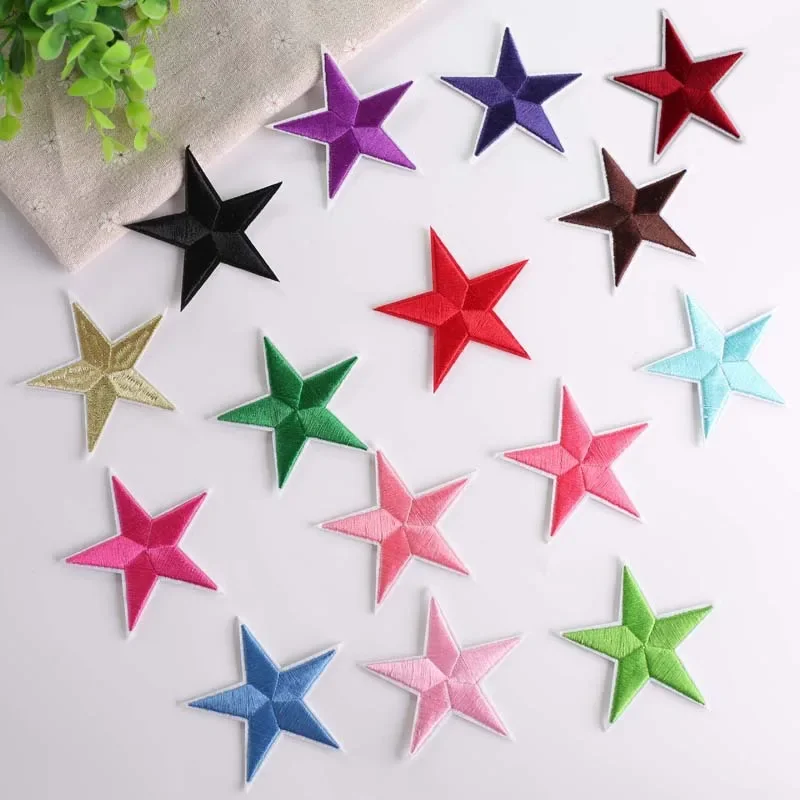 Large Embroidery Star Iron on Patches for Clothes Thermoadhesive Custom Fusible Embroidered Patches for Clothing T-shirt Jacket