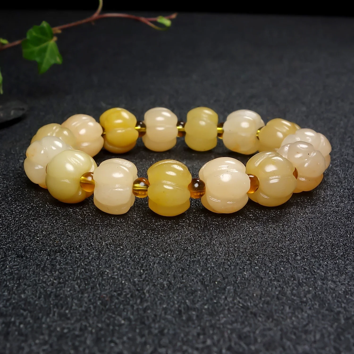 Pulsera de Jade Hetian de un solo anillo para mujer, pulsera de cuentas de calabaza de Jade de alambre dorado, cuentas de Jade de Color genuino Natural, alta calidad