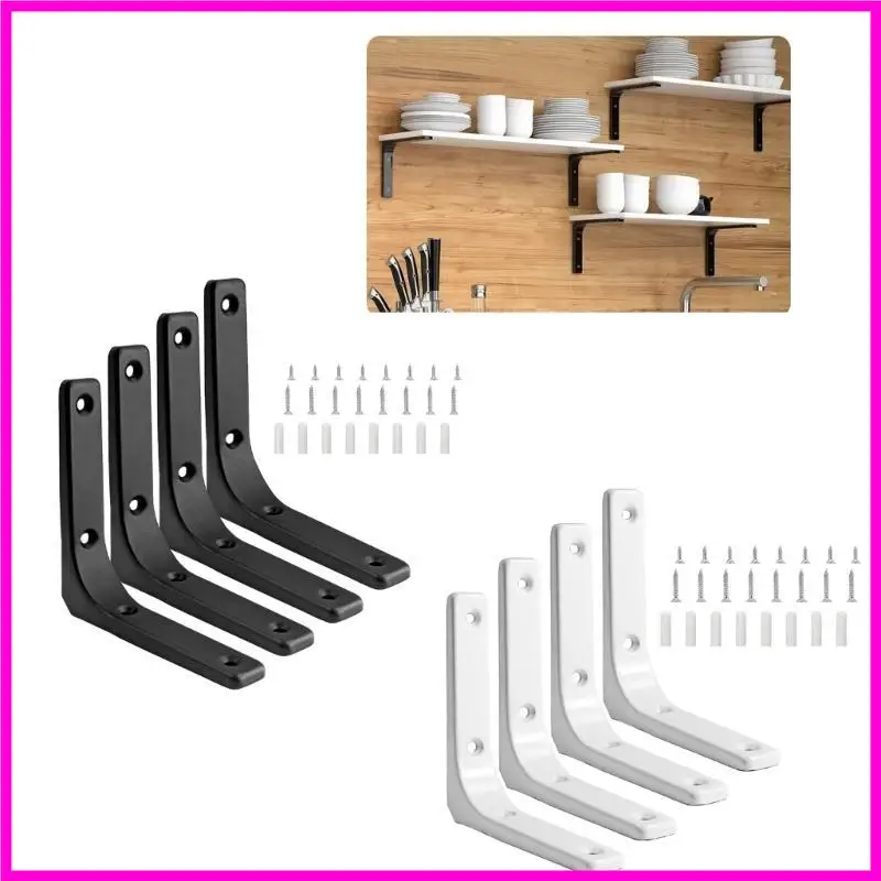 57BE 4Pcs Wall Mounted Floating Shelf Support Brackets for Enhances Storage Solution