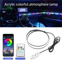 APP Control 2 in 1 Led Car Ambient Lights RGB 64 Color Acrylic Strips Symphony Streamer Interior Rainbow Atmosphere Lamp Kit