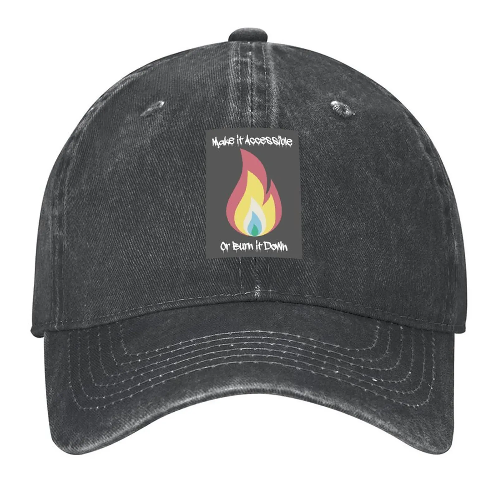 

Make it Accessible or Burn it Down (portrait) Baseball Cap Hip Hop hiking hat Cosplay Men's Caps Women's