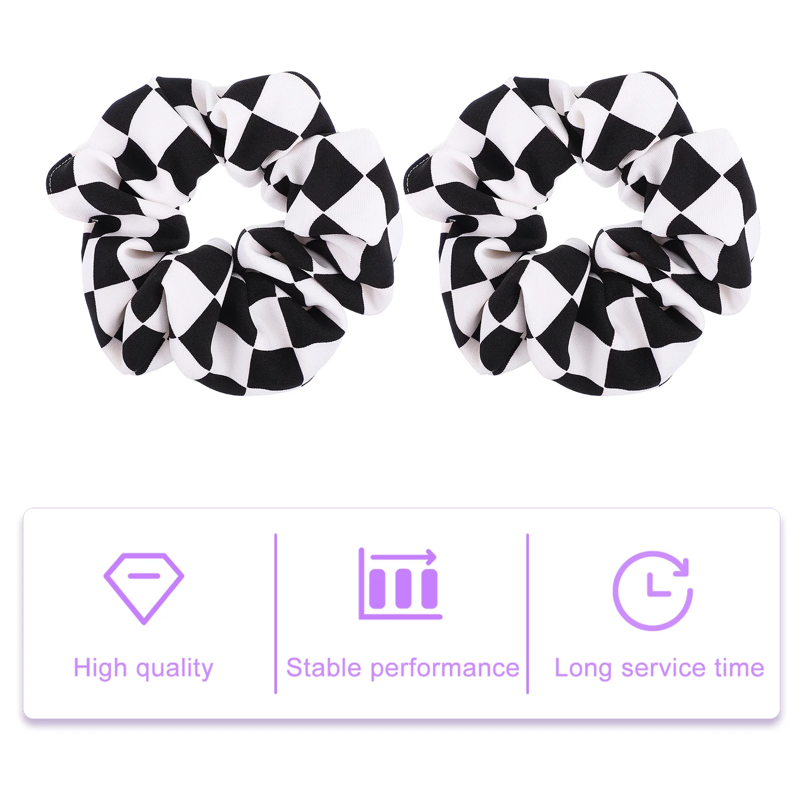 2 pçs laços de cabelo para mulheres elástico preto e branco xadrez corda feminina scrunchies temperamento francês menina anéis senhora