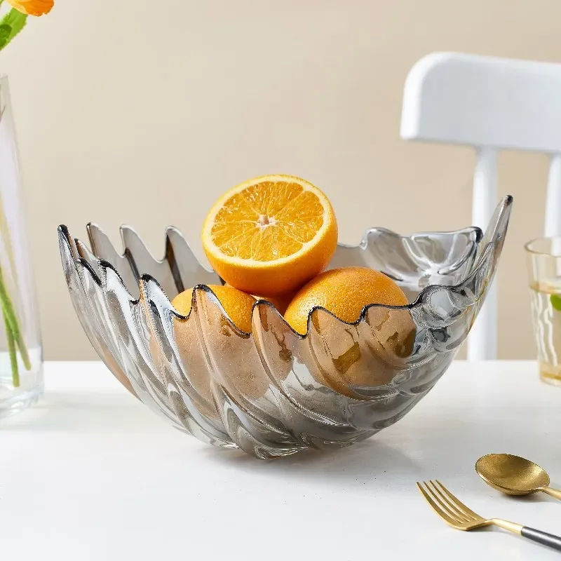 European Leaf Fruit Plate Living Room Coffee Table Decoration Home Storage Tray Crystal Glass Dried Fruit Plate Snack Fruit Bowl view 3