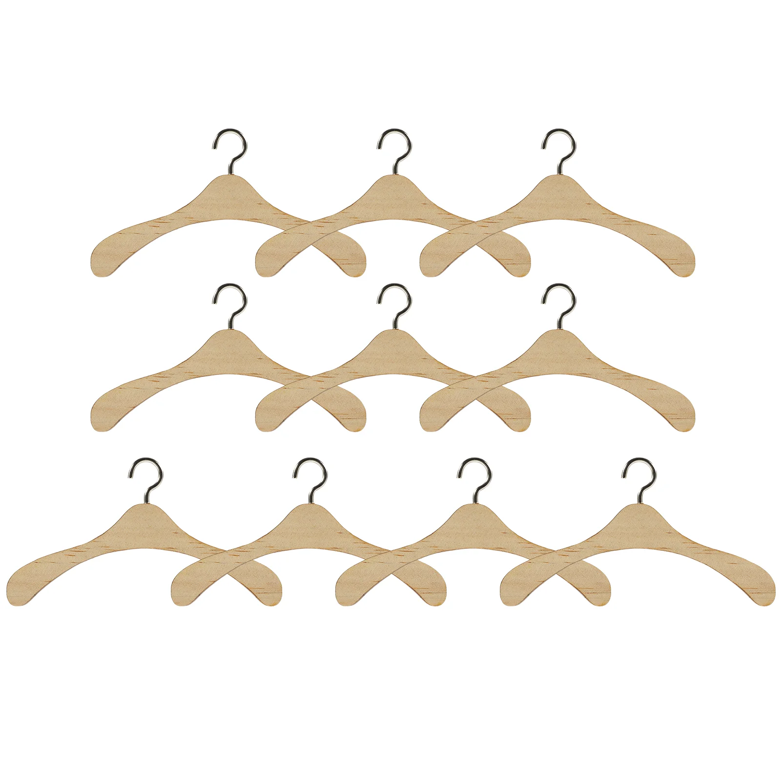 10 Pcs Bjd Hanger Salon Home Supplies 10pcs (12cm Hanger) Toddler Dolls Hangers Clothing Holders Wooden Min Model