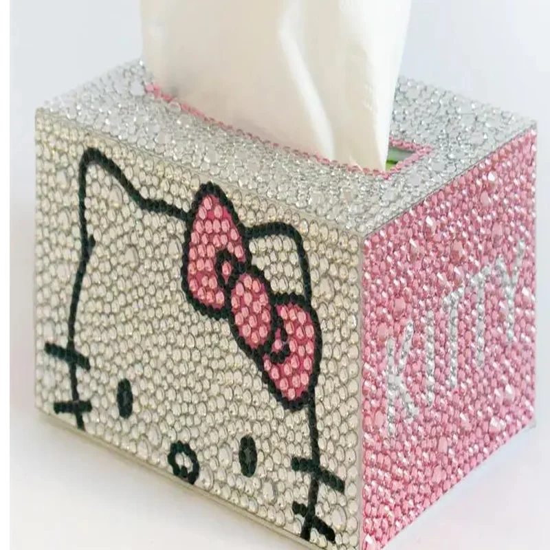 sanrio Hello Kitty kawaii DIY Creative Diamond Painting Tissue box Anime cute Home storage tissue box decorate Toys Girl Gift