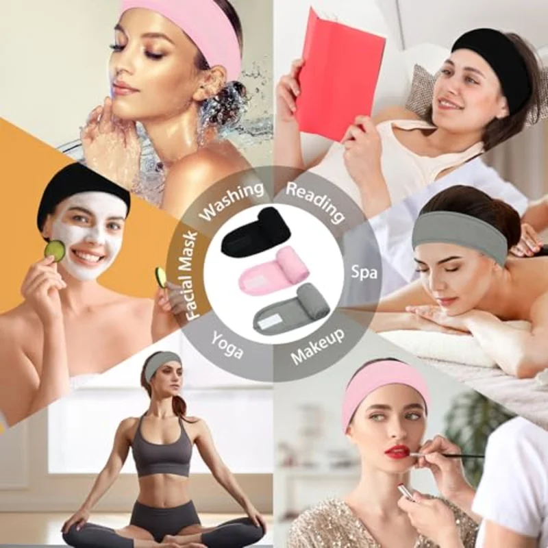 Haar-Turban, verstellbares Haarband, rutschfest, für Yoga, Spa, Bad, Dusche, Make-up, Gesicht waschen, Kosmetik-Stirnband, Damen-Make-up-Zubehör