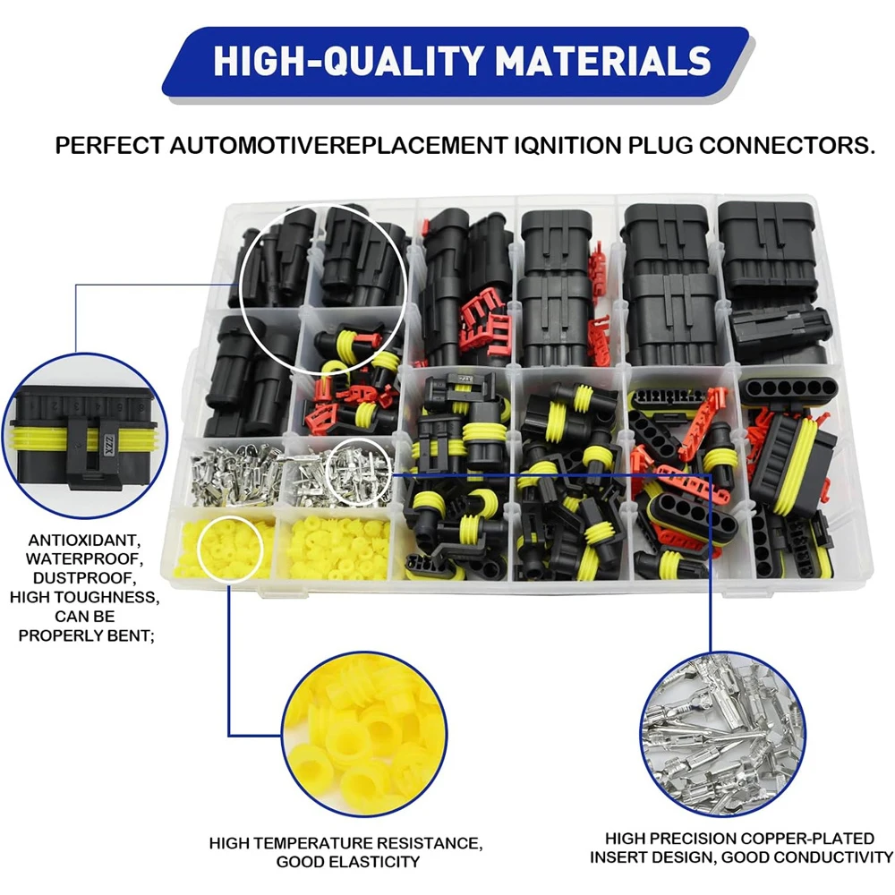 

798 шт. водонепроницаемые разъемы для проводов, 50 комплектов автомобильных электрических разъемов, комплект разъемов для электрических проводов 1/2/3/4/5/6 контактов