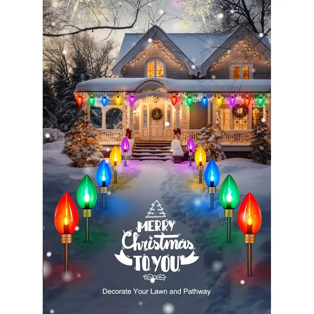 11ft 5 LED جامبو C9 أضواء عيد الميلاد في الهواء الطلق للمسار والحديقة، زينة متعددة الألوان مقاومة للماء لساحة العطلات والحديقة