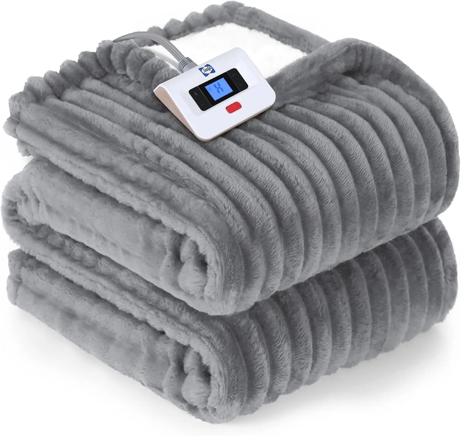 

Full Size Electric Heated Blanket with 10 Heat Settings, Auto-Off, and Machine Washable in Light Grey
