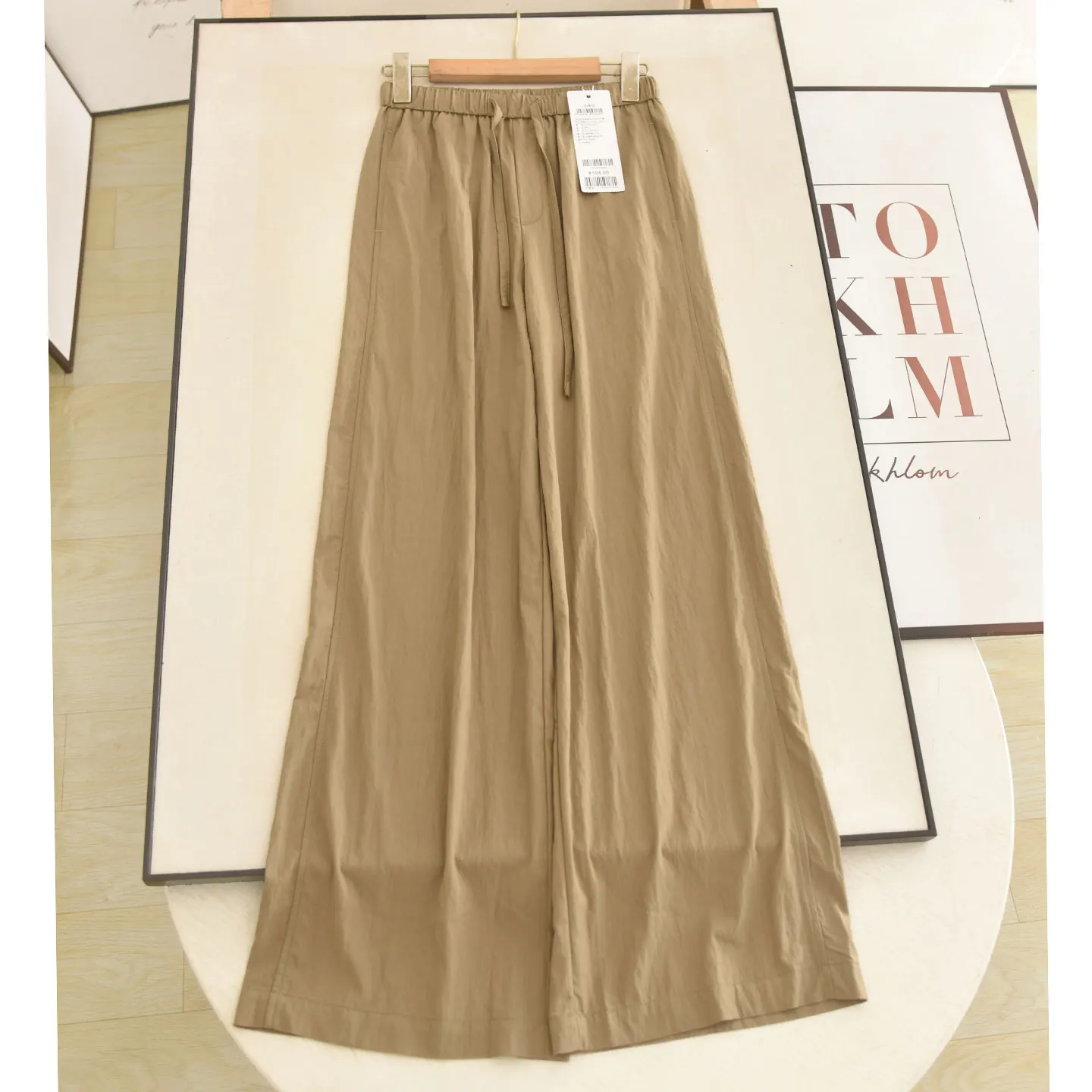 Slimming High Waist Wide Leg Pants Casual Loose Fit Thin Material Elastic Waist Summer 2026 Women's Fashion Casual Trousers