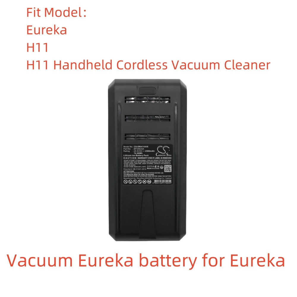 

Li-ion Vacuum battery for Eureka，29.6v，2500mAh，H11 Handheld Cordless Vacuum Cleaner