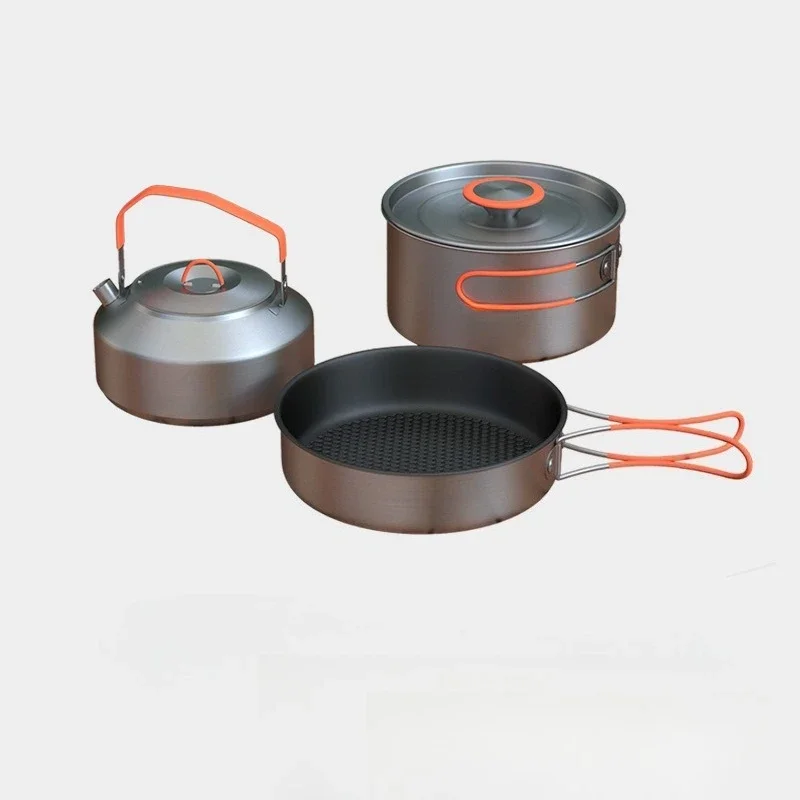 

Outdoor Pot Set Stainless Steel Pot Picnic Frying Cooking Kettle Portable Folding Camping