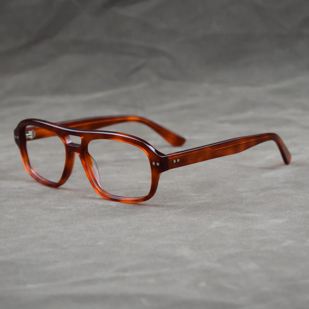 

New Board Glasses Retro Frame Elliptical Double Beam Glasses