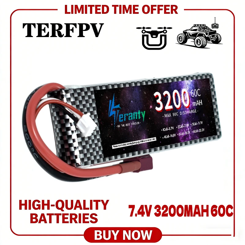 1-3pcs 7.4V 3200mAh Lipo Battery for WLtoys RC High Speed Car Helicopter Truck Replacement Power Pack 2S 3200MAH