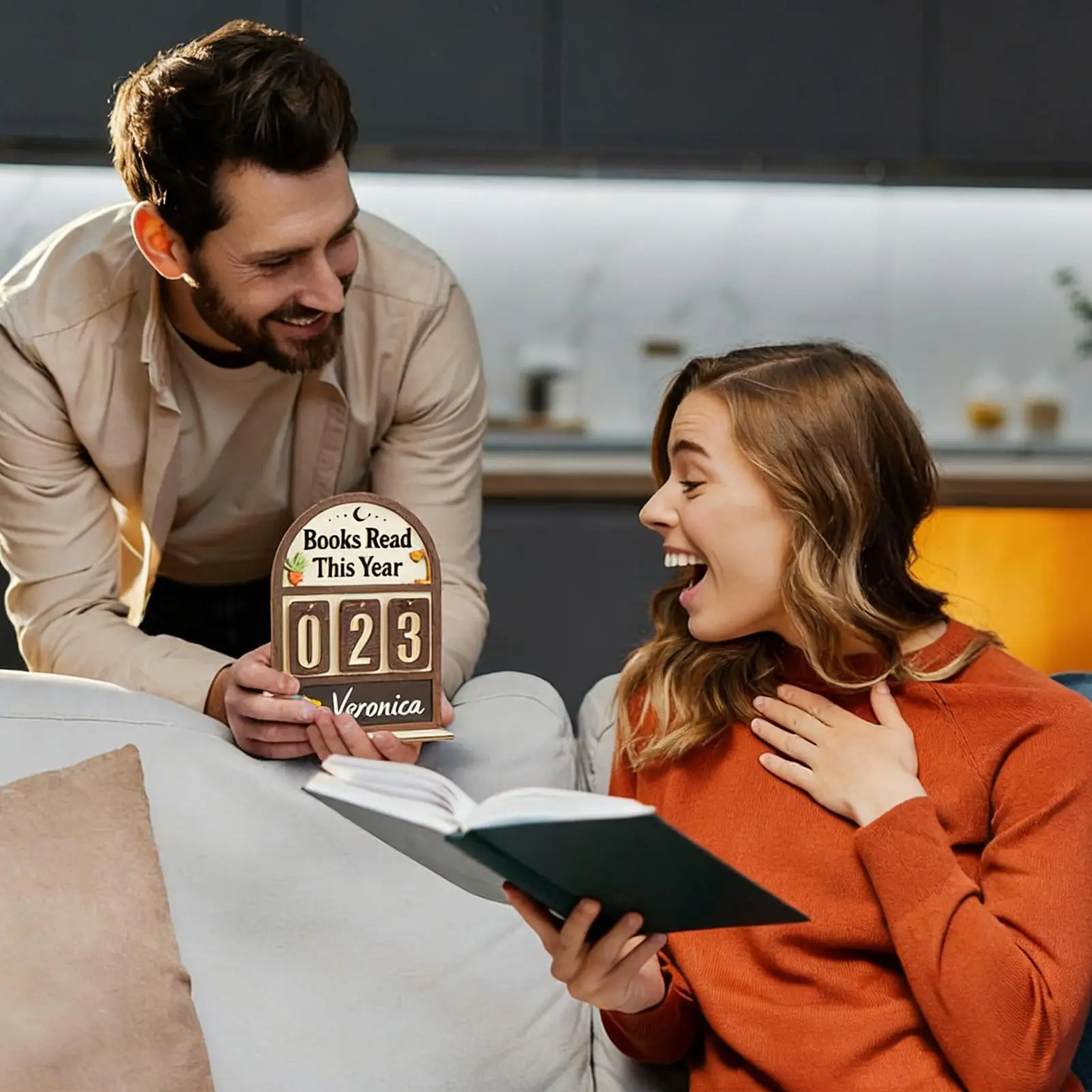 Book Counter Sign Wooden Bookshelf Table Ornament Reading Goal Counter For Library Nook Study Corner Home Workplace Living Room