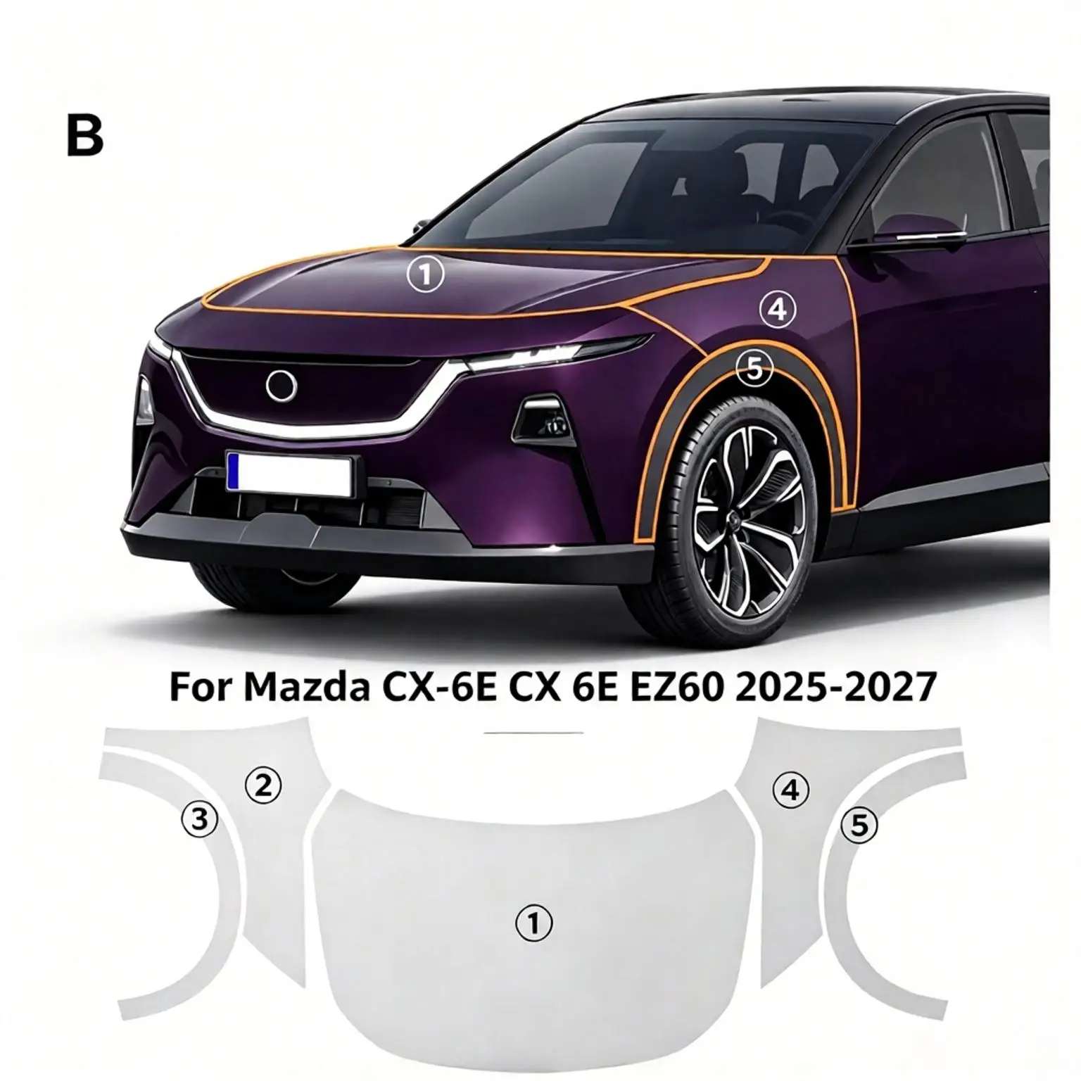 9Mil TPU Scratch-resistant Matte Paint Protection Film For Mazda CX-6E CX6E EZ60 2025-2027 Body Transparent Bra Per-cut PPF Kit