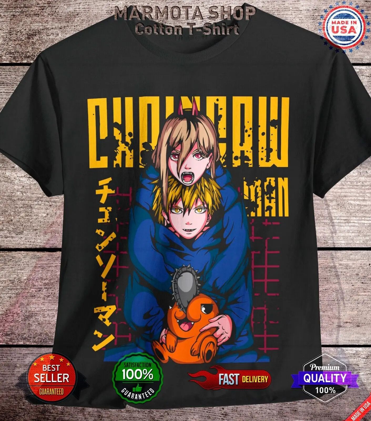 

Power Denji Shirt Chainsaw Man Anime Tee T-Shirt Waifu Ecchi Sexy Makima Devil