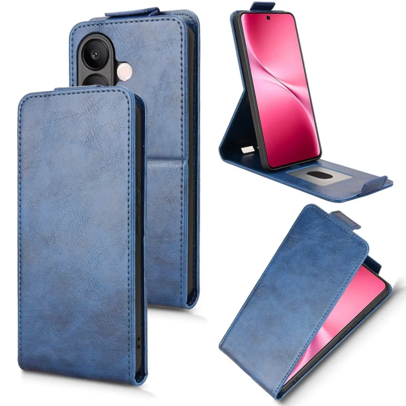 حافظة هاتف بمحفظة جلدية عتيقة لهاتف Vivo V60 Lite 4G/5G مع إطار صور لأعلى ولأسفل لحماية النمط