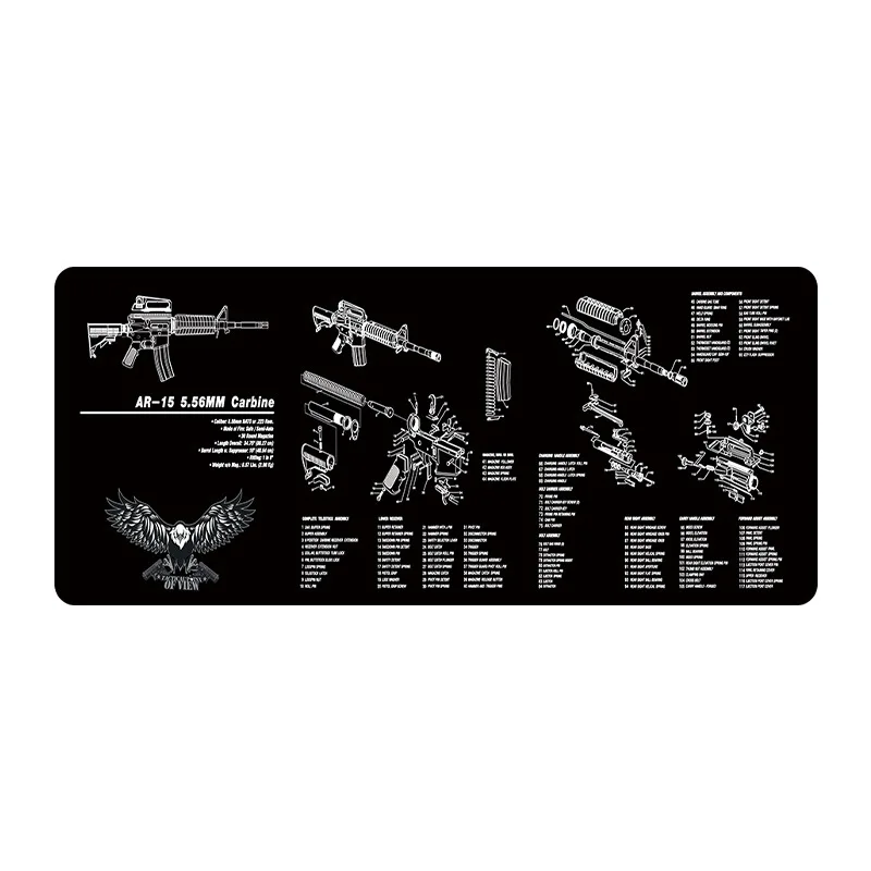 Tactical Gun Cleaning Mat, Waterproof Oil-Proof Desk Pad, Non-Fading Mouse Pad with Exploded Diagram, for Office & Gaming.