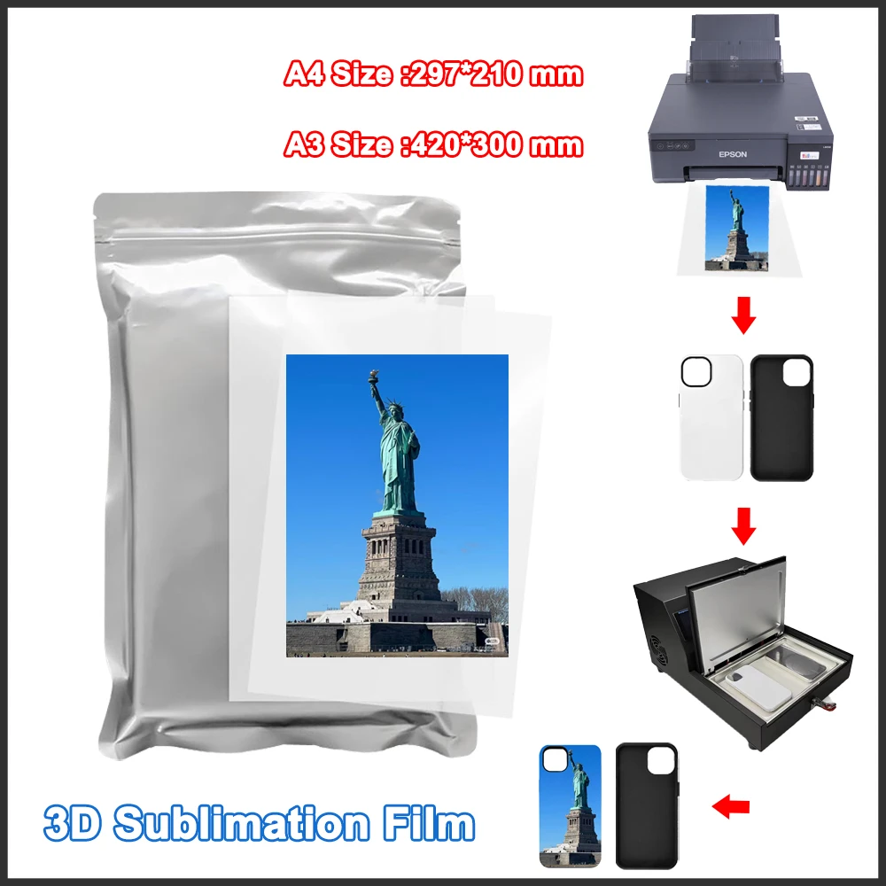 

50pcs A3 420*300mm 3D Sublimation Transfer Film Vacuum Mobile Phone Case Printer Machine for iPhone Samsung Google Pixel Redmi