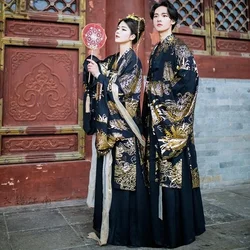 Ancient Chinese Traditional Dress Black Hanfu Sets Paired Clothing For Couple Halloween Cosplay Costume Oriental Dance Men Women