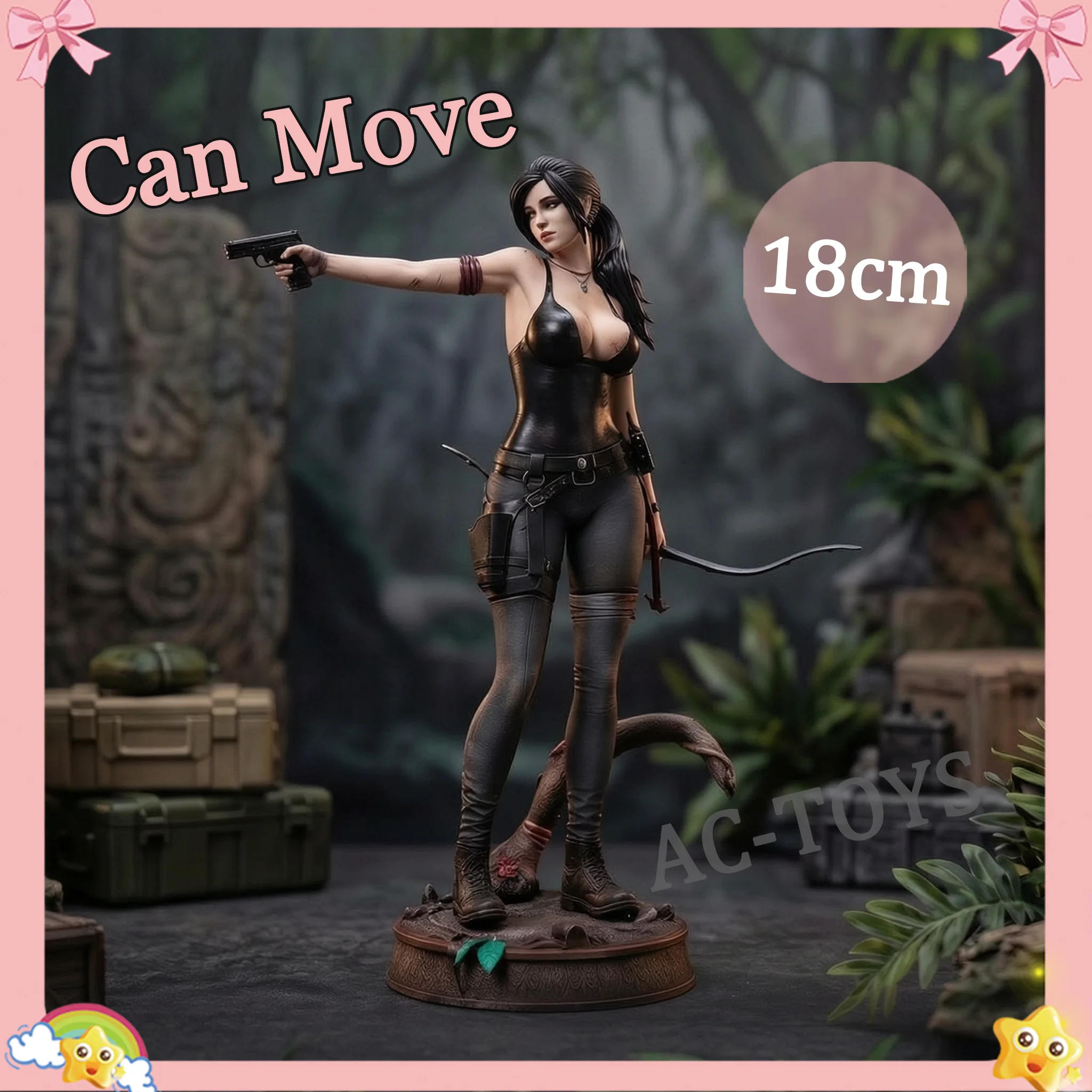 Figura de acción de Lara Croft de Tomb Raider, estatua de exploradora de la selva con accesorios, modelo coleccionable de 18 cm, juguete de PVC sexy y móvil, regalo