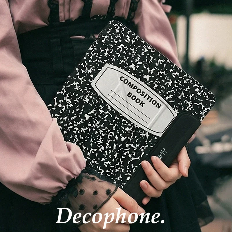 Black-and-White Notebook Magnetic Buckle 720° Magnetic Ring Tablet Case For iPad Pro12.9 13 M4 M5case8.3 9.7 10.2 7th-11th Air8