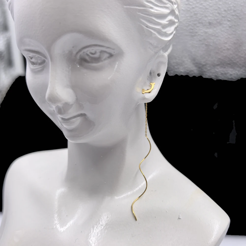 Sinya Pure 18 قيراط Au750 الذهب شرابة انخفاض القرط الوجه المبتسم تصميم جديد وصول أفضل هدية للنساء السيدات الفتيات #2