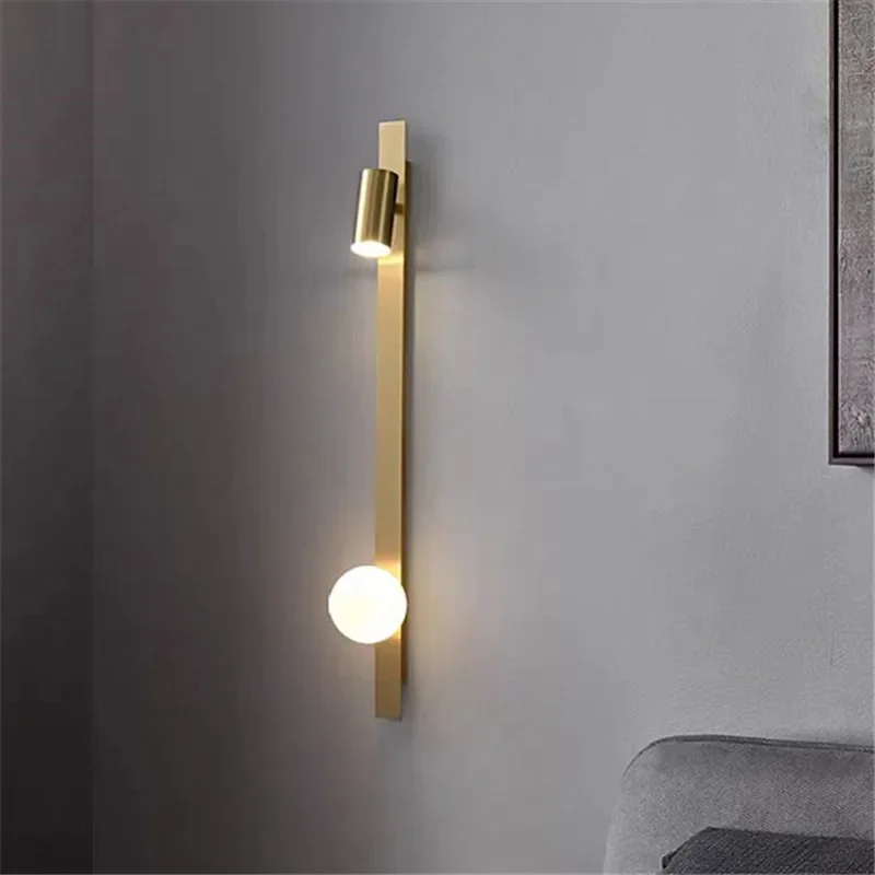 

Luxury Gold Copper LED Wall Light Modern Long Bedside Spot Lights Bedroom Living Room Background Home Cafe Decor Reading Lamps