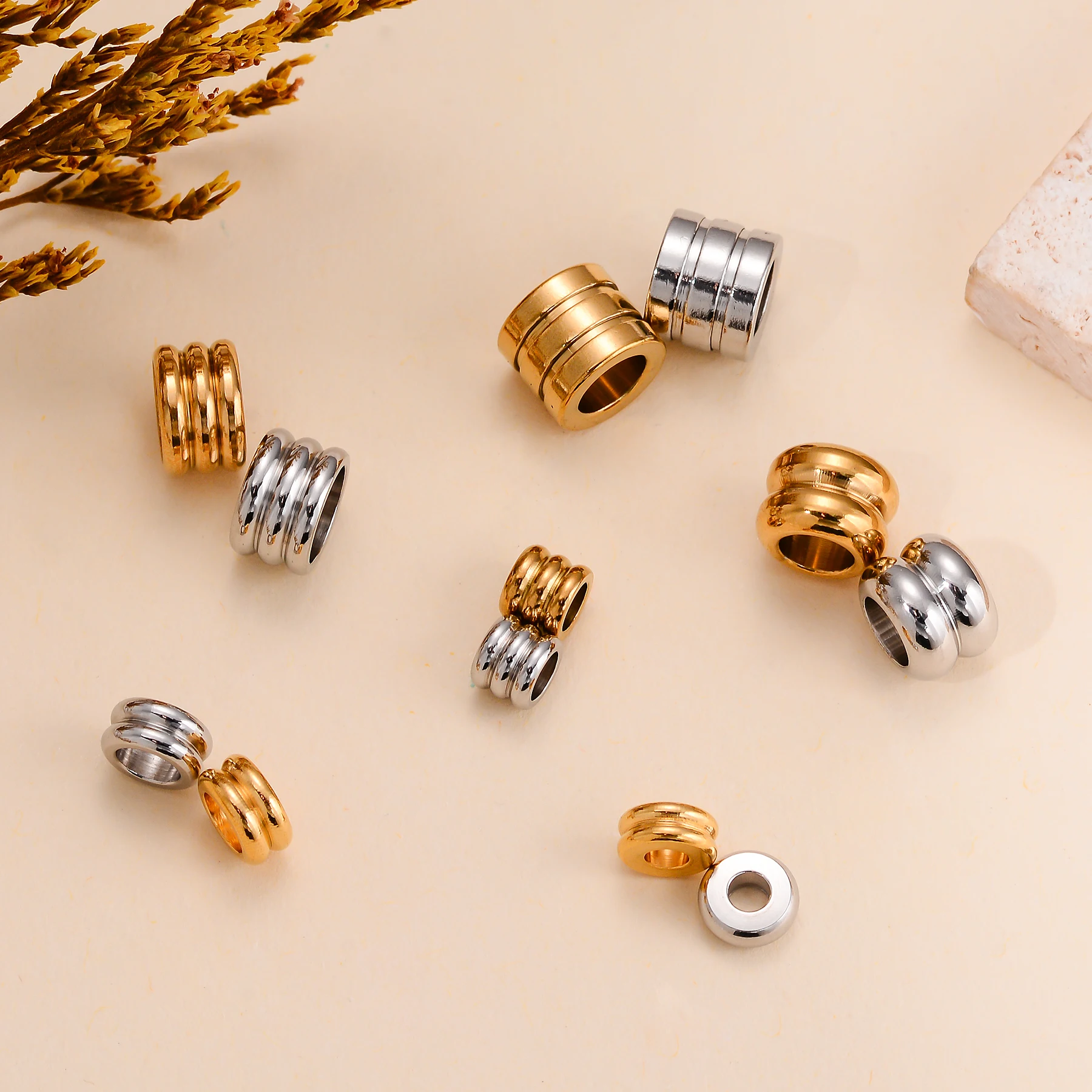 Großhandel 20 Stück 2,5/3/4/5/6mm Edelstahl Großloch Lose Perlen Abstandhalter-Perlen für DIY Schmuckherstellung – Detail 4