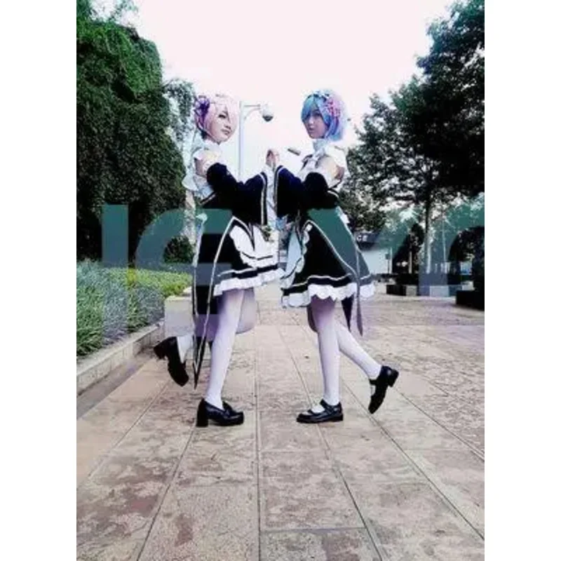 Ram Rem Cosplay Re:zero Kara Hajimeru Isekai Seikatsu Costume nero Ragazze Cameriera Vestito Donna Grembiule Vestito Costumi di Halloween