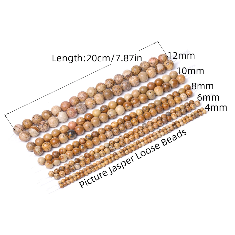 Natural Picture Jasper Round Beads 7.87