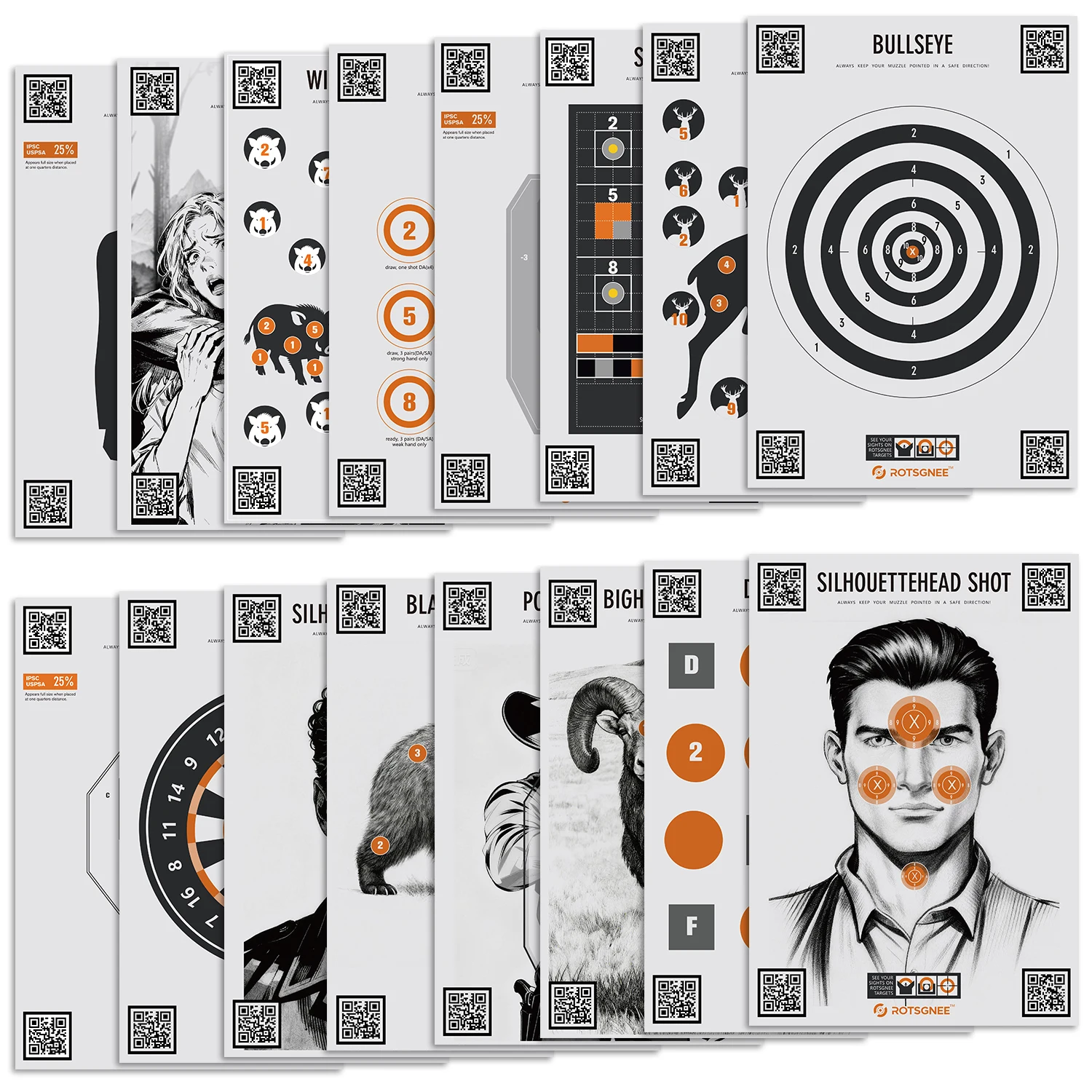 16Pcs Laser Dry Fire Training Targets Animal Hunting Aiming Practice Target Sheets for Shooting Accuracy Improvement.