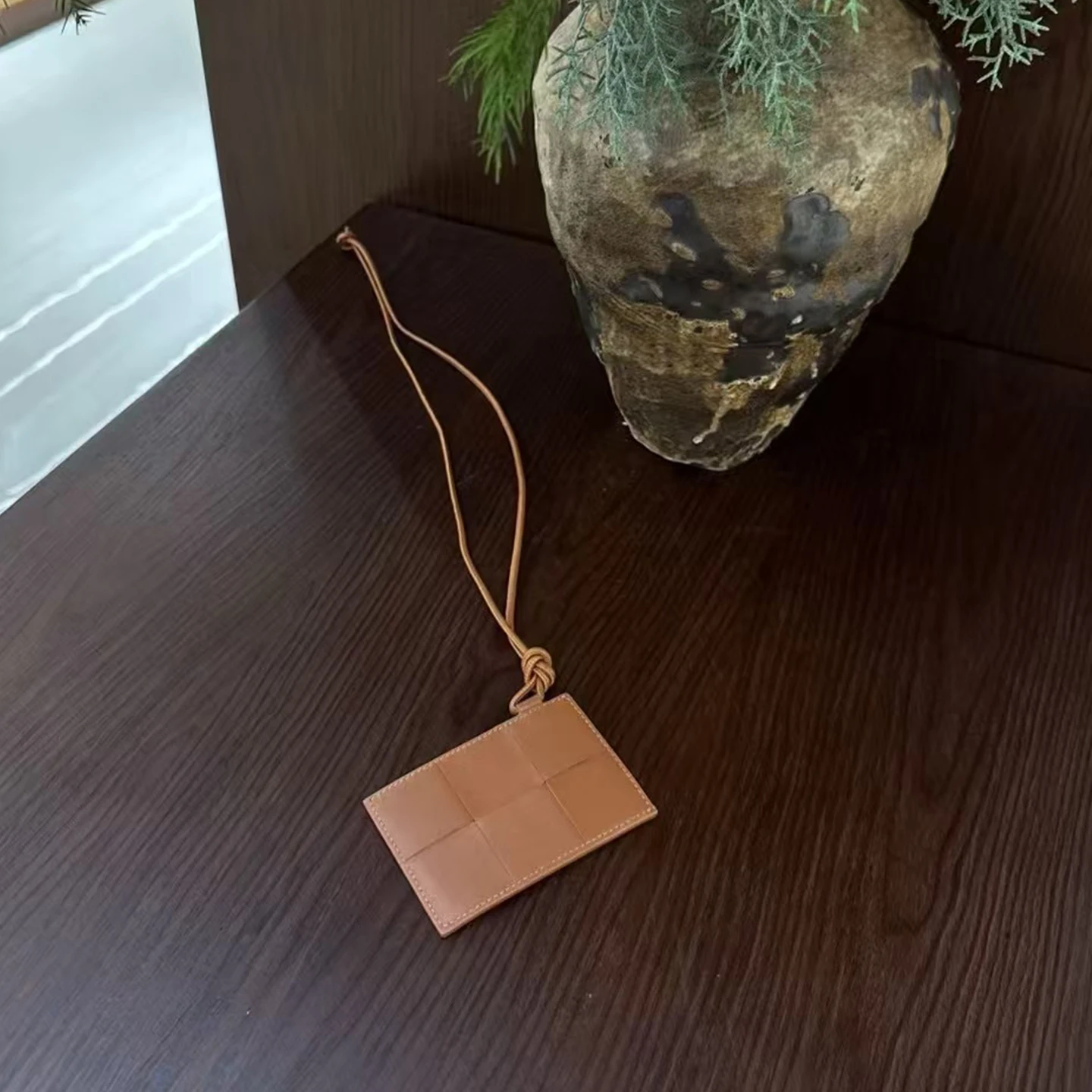 حار مبيعات معرف مكتب حامل بطاقة الرقبة المحفظة الرجال والنساء حامل بطاقة العمل اليد المنسوجة محفظة من جلد الغنم بطاقات حامل مع الحبل