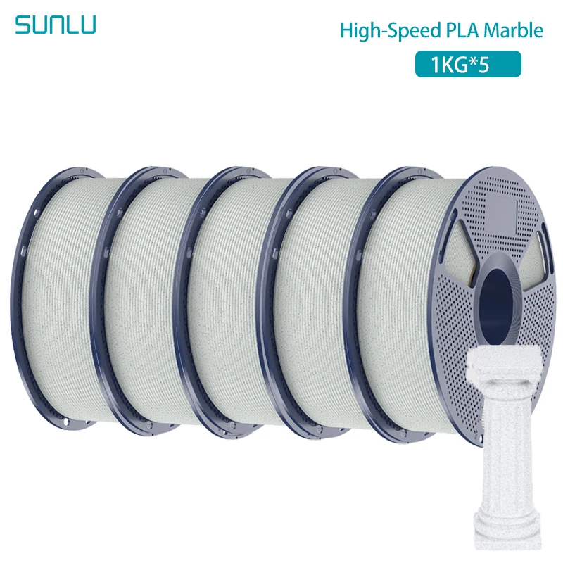 SUNLU 5KG hogesnelheid PLA-marmerfilament 1,75 mm +/- 0,02 mm 1kg spoel (2,2 lbs) hogesnelheidsprintfilament geschikt voor de meeste FDM-printers