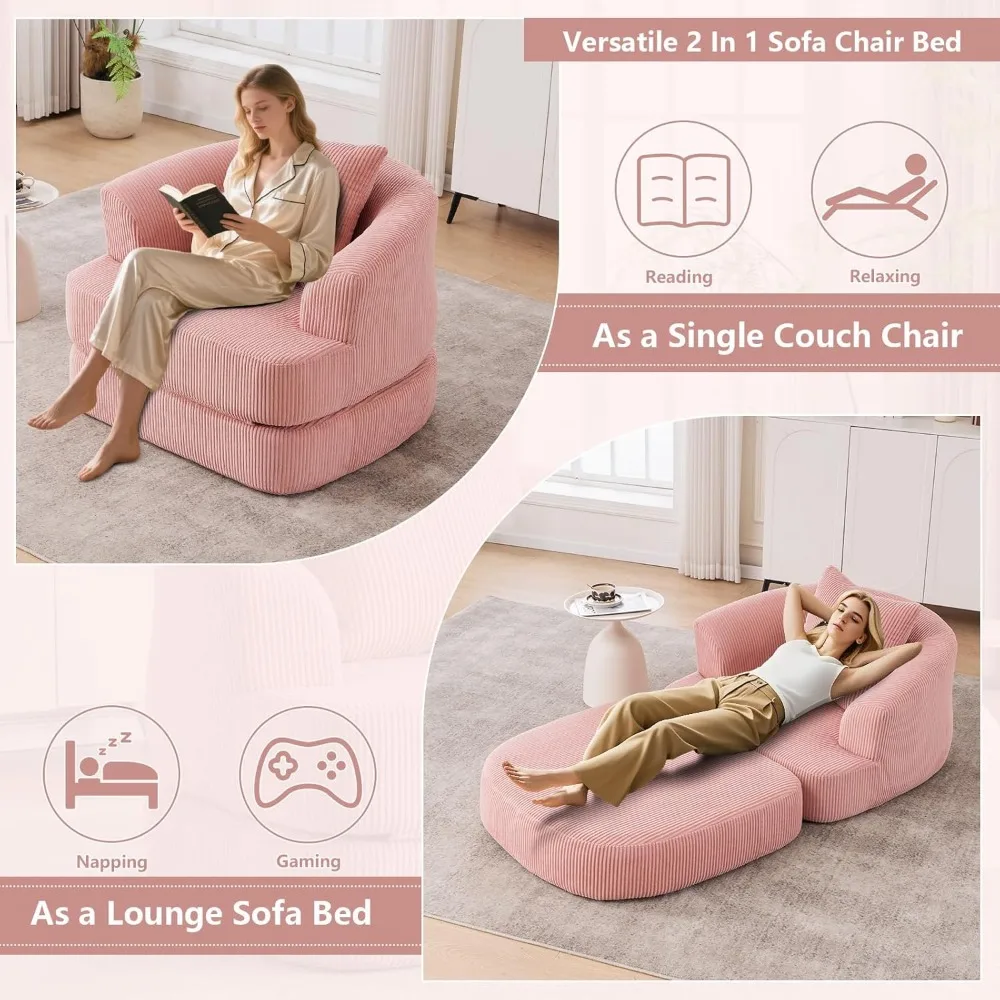 سرير أريكة قابل للطي، كرسي نوم سروال قصير مع وسادة ومساند للذراعين، كرسي أريكة فردي من إسفنج الذاكرة، أريكة أرضية مريحة للبالغين، Por #4