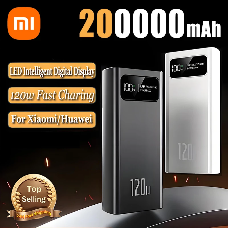 Xiaomi 200000mAh 120W Power Bank Super Fast Charging Battery High Capacity Digital Display Power Bank For iPhone Samsung Huawei