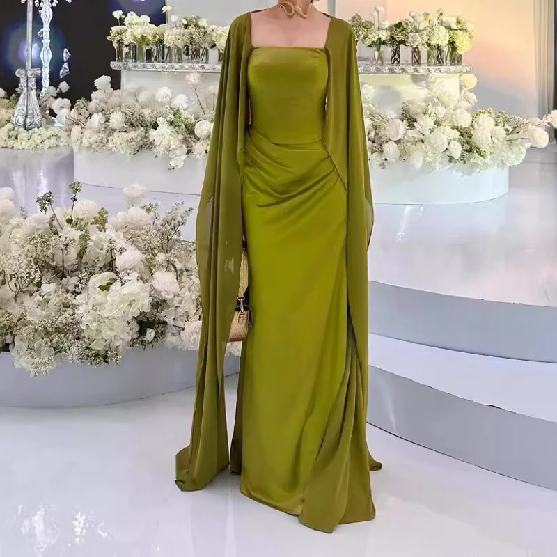 

2025 Autumn Fashion Temperament Long Stitching Design Banquet Women's Shawl Dress Dress