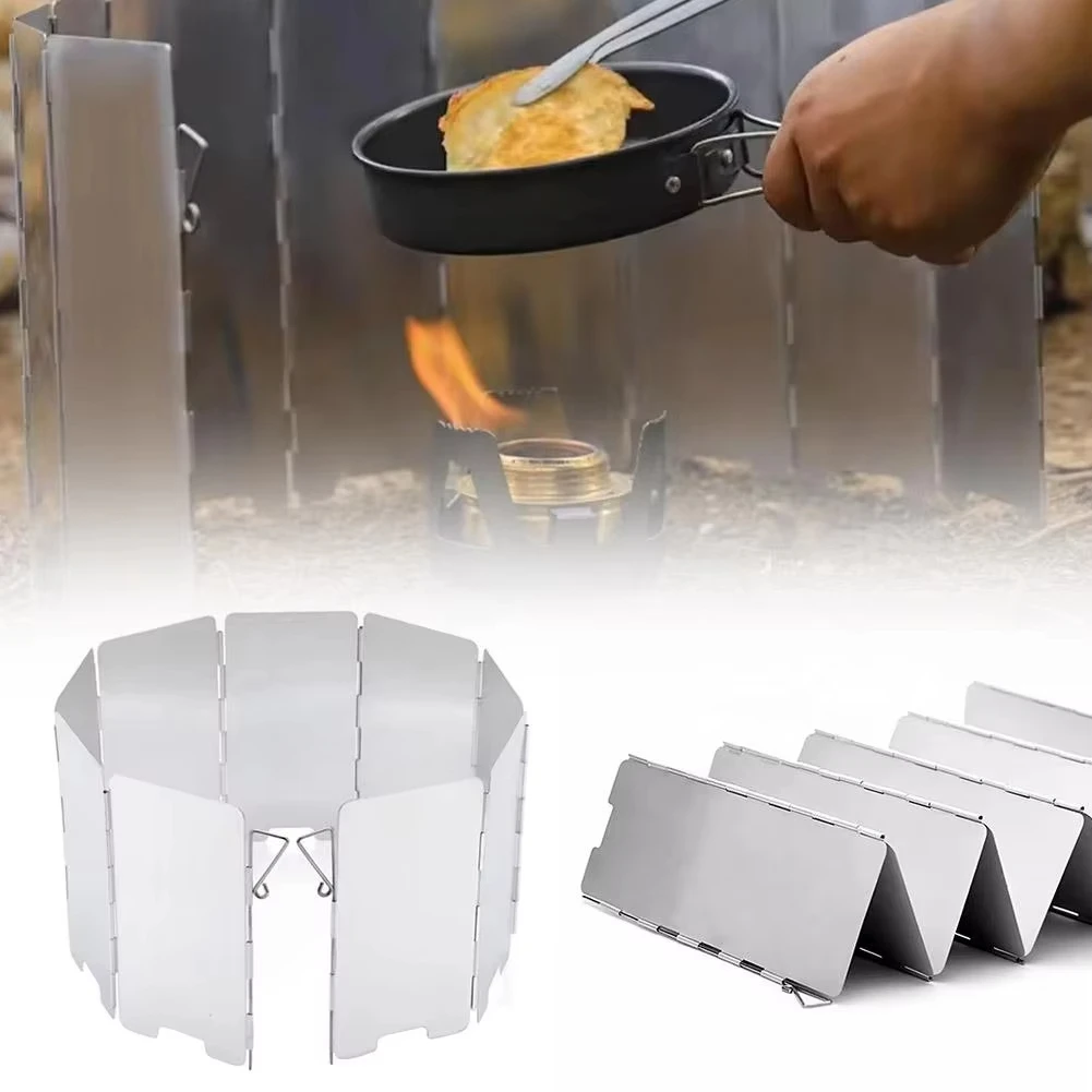 Para-vento Portátil Dobrável de Liga de Alumínio para Fogão de Camping, Cozinha ao Ar Livre, Caminhada, Piquenique - Proteção Eficiente contra o Vento, Compacto
