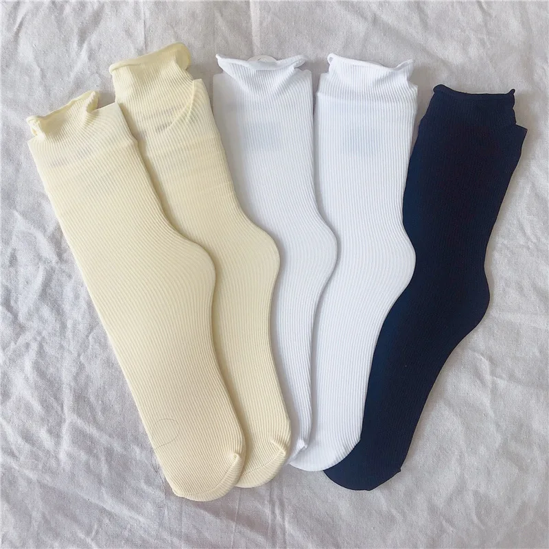 Internet Hot Ice Socks Bunching Socks Women's Spring and Summer Thin White Japanese Cute Jk Mid-Calf Ins Fashion All-Matching