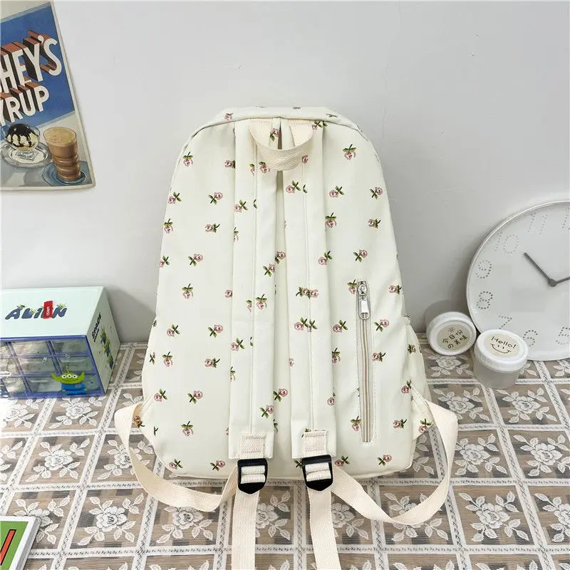 School backpacks for teenagers luxury brand small flower deco nylon shoulder book bags women rucksack mochila notebook