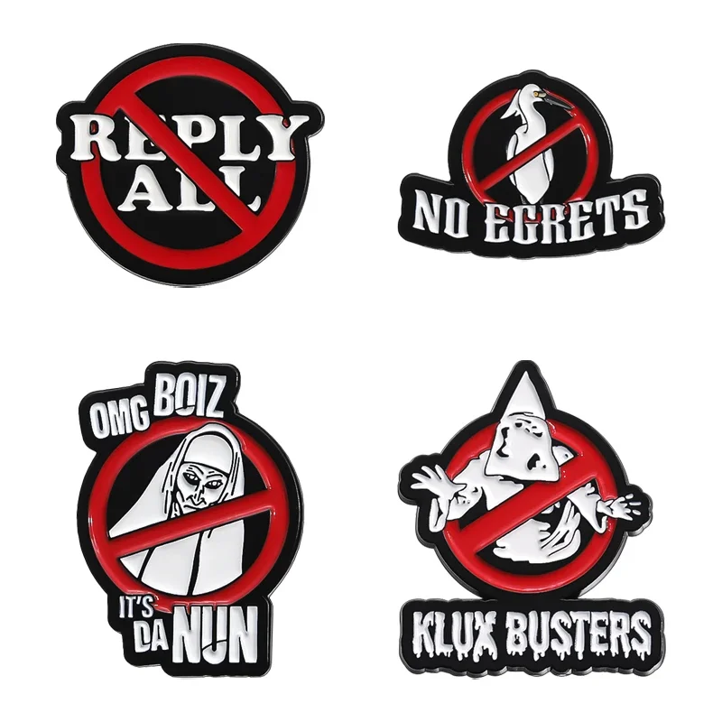 Restriction Sign Enamel Pins Punk Gothic Style No Klux Busters Metal Brooch Lapel Badge Backpack Hat  Accessories  Jewelry Gifts