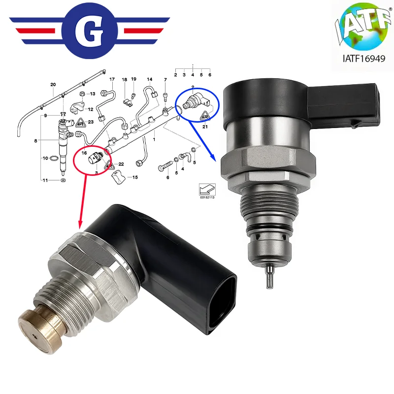 

Fuel Pressure Regulator and Fuel Pressure Sensor For BMW 3 Series 330D 330CD 330XD 335D 2.0T 3.0T E46 E90 E91 E92 E93 0281002481