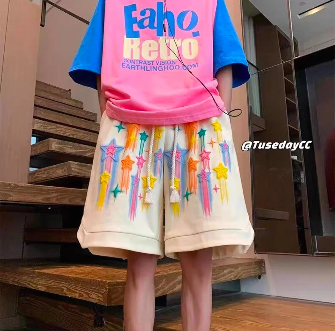 Zomer hardloopshorts voor heren Casual jogging Sport korte broek Patroonprint Kleur Trekkoord Losse droge gymsportshorts