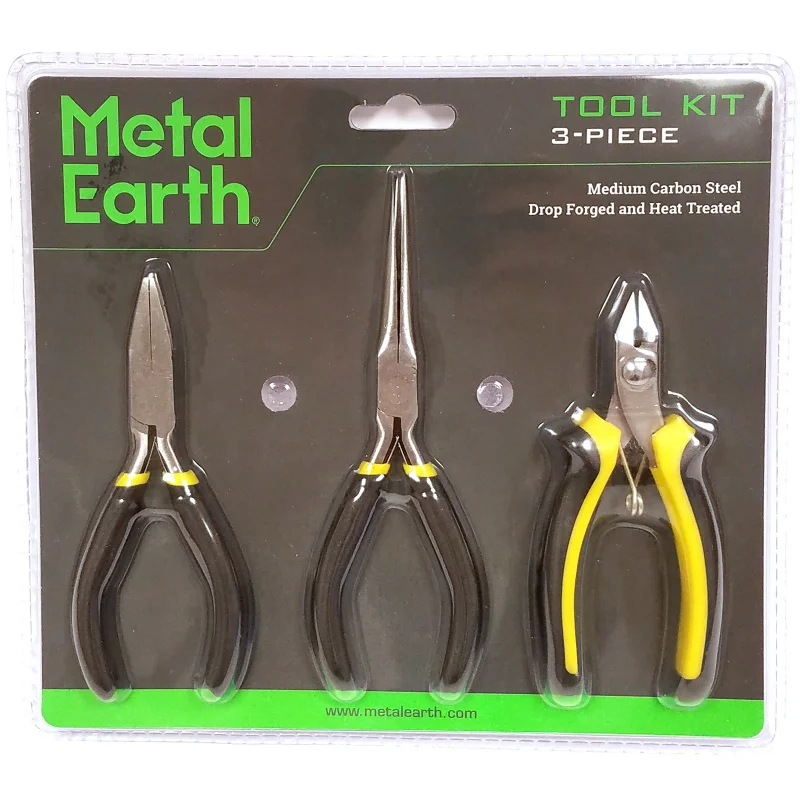 Fascinations Kit di attrezzi per terra in metallo da 3 pezzi, include clipper a becchi piatti e pinze ad ago-W